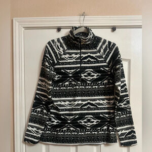 Women’s Eddie Bauer Aztec Southwest Black White Quarter Zip Fleece. Size‎ Small.